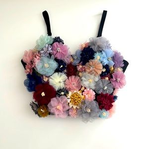 Floral Crop Top with Built-In Bra